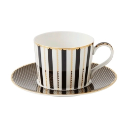 Φλυτζάνι Τσαγιού Με Πιατάκι Regency Teas & C'S HV0485 240ml Black-Multi Maxwell&Williams Πορσελάνη