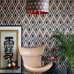 Ταπετσαρία Diamonds In Copper WP20291 Black-Ivory-Blue-Copper MindTheGap 52x1000cm