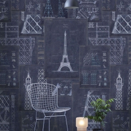 Ταπετσαρία Grand Eiffel Blue WP20219 Blue-White MindTheGap 52x300cm