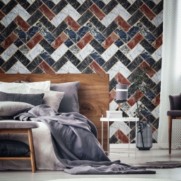Ταπετσαρία Herringbone WP20349 Blue-Brown-Black-Gold MindTheGap 52x300cm