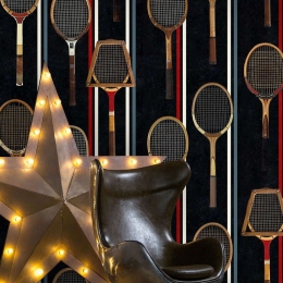 Ταπετσαρία The Game Anthracite WP20244 Red-Brown-Blue-Black MindTheGap 52x300cm