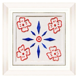 Κάδρο Folk Tiles II FA13249 50x50cm Blue-Red MindTheGap Τετράγωνοι Ξύλο
