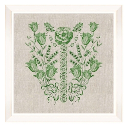 Κάδρο Embroidery Folk IV FA13257 70x70cm Green MindTheGap Τετράγωνοι Ξύλο