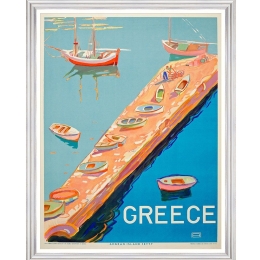 Κάδρο Greece Travels Posters - Greece Aegean Fa13368 70X90Cm Blue-Orange Mindthegap Κάθετοι Ξύλο