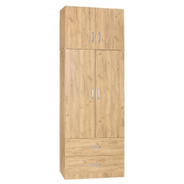 Ντουλάπα δίφυλλη και πατάρι Zelia pakoworld φυσικό 79x42x240εκ.
