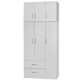 Ντουλάπα τρίφυλλη και πατάρι Zelia pakoworld λευκό 90x42x240εκ.