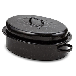 Γάστρα Εμαγιέ Με Καπάκι 10-053-001 Οβάλ 42Χ32cm Black Nava Αλουμίνιο