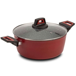 Κατσαρόλα Βαθιά Αντικολλητική Taurus 10-144-070 20cm Red-Black Nava 20cm Αλουμίνιο