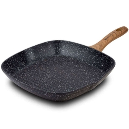 Τηγάνι Γκριλιέρα Αντικολλητική Nature 10-144-111 28x28cm Black-Brown Nava 28cm Αλουμίνιο