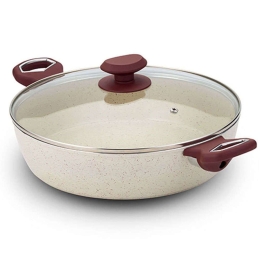 Κατσαρόλα Ρηχή Αντικολλητική Terrestrial 10-044-014 28cm Bordo-Beige Nava 28cm Αλουμίνιο