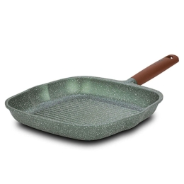 Τηγάνι Γκριλιέρα Αντικολλητική Ωmega 10-255-020 28cm Green-Brown Nava 28cm Αλουμίνιο