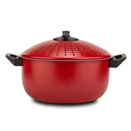 Κατσαρόλα Με Καπάκι-Σουρωτήρι Taurus 10-103-132 24cm Red Nava 24cm Αλουμίνιο