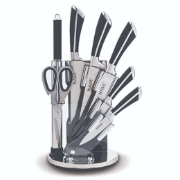 Μαχαίρια Σε Βάση (Σετ 8Τμχ) 10-167-021 Silver-Black Nava Ατσάλι