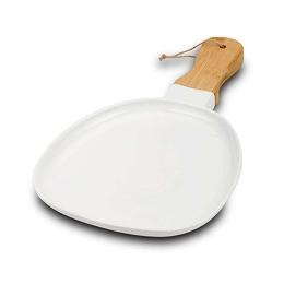 Πιατέλα Σερβιρίσματος Με Λαβή Terrestrial 10-263-031 35x22x3cm White-Natural Nava Πορσελάνη,Bamboo