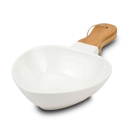 Σαλατιέρα Με Χερούλι Terrestrial 10-263-021 33cm White-Natural Nava Large Πορσελάνη,Bamboo