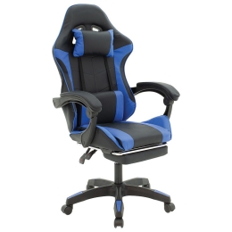 Καρέκλα γραφείου Runner gaming pakoworld PVC μαύρο-ύφασμα μπλε