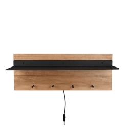 Κρεμάστρα Τοίχου Με Ράφι Romi 1400330 75x30x29,2cm Natural-Black Mirrors & More Μέταλλο,Ξύλο