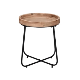 Τραπεζάκι Βοηθητικό Jil 2020130 52x48cm Natural-Black Mirrors & More