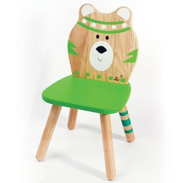 Καρέκλα Παιδική Indianimals Αρκουδάκι 22003 29x28x54cm Natural-Green Svoora Rubberwood