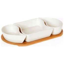 Ορντεβιέρα 3 Θέσεων Με Βάση Bamboo 65.000.140 White-Natural Cryspo Trio Πορσελάνη