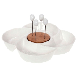 Ορντεβιέρα 4 Θέσεων & Πιρουνάκια 65.000.132 White-Natural Cryspo Trio Πορσελάνη