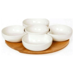 Ορντεβιέρα 5 Θέσεων Με Βάση Bamboo 65.000.137 White-Natural Cryspo Trio Πορσελάνη