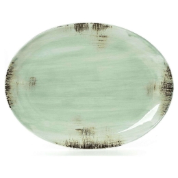 Πιατέλα Σερβιρίσματος Οβάλ Country 37.120.06 38cm Green Cryspo Trio Πορσελάνη
