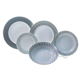Σερβίτσιο Πιάτα Φαγητού Fino (Σετ 20Τμχ) 15.103.40 White-Grey Cryspo Trio 20 τμχ Πορσελάνη