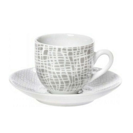 Φλυτζάνι Καφέ Με Πιατάκι Fashion 25.638.17 100ml White-Grey Cryspo Trio Πορσελάνη