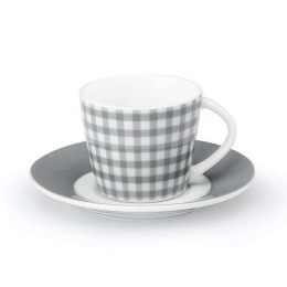 Φλυτζάνι Καφέ Με Πιατάκι Fino 15.103.17 120ml White-Grey Cryspo Trio Πορσελάνη