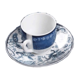 Φλυτζάνι Καφέ Με Πιατάκι Mediterraneo 25.275.17 100ml White-Blue Cryspo Trio Πορσελάνη