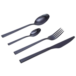 Μαχαιροπίρουνα Durable (Σετ 24Τμχ) 45.562.04 Black Cryspo Trio 24 τμχ Ανοξείδωτο Ατσάλι