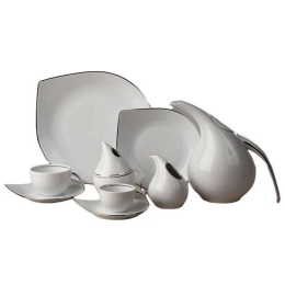 Σερβίτσιο Πιάτα Φαγητού Drop  (Σετ 20Τμχ) 38.001.40 White-Platinum Cryspo Trio 20 τμχ Πορσελάνη