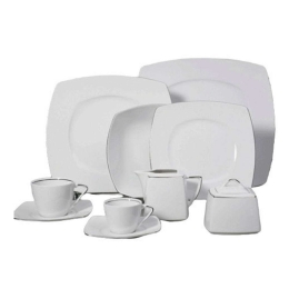 Σερβίτσιο Πιάτα Φαγητού Nagoya (Σετ 72Τμχ) 50.001.30 White-Platinum Cryspo Trio 72 τμχ Πορσελάνη