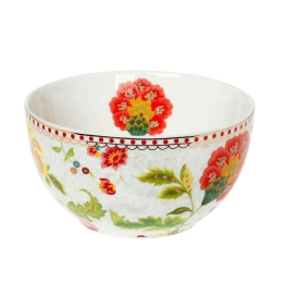 Μπωλ Δημητριακών Floral Grey Φ12cm Grey-Multi Cryspo Trio Πορσελάνη