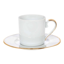 Φλυτζάνι Καφέ Elegance 24.001.17 G 120ml White-Gold Cryspo Trio Πορσελάνη