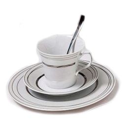 Φλυτζάνι Καφέ Platinum 24.261.17 White-Platinum Cryspo Trio Πορσελάνη