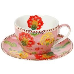 Φλυτζάνι Τσαγιού Floral Pink 14.221.16 280ml Pink-Multi Cryspo Trio Πορσελάνη