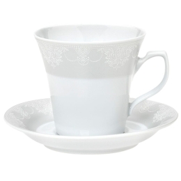 Φλυτζάνι Τσαγιού Με Πιατάκι Deco Classico 24.480.16 250ml White-Beige Cryspo Trio Πορσελάνη