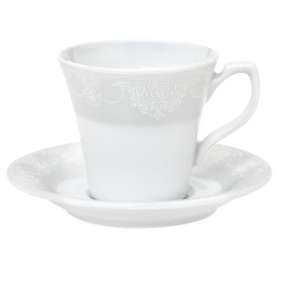Φλυτζάνι Καφέ Με Πιατάκι Deco Classico 24.480.17 110ml White-Beige Cryspo Trio Πορσελάνη