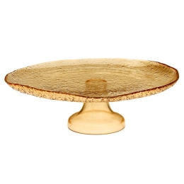 Τουρτιέρα Με Πόδι Lovizna 80.490.09 Φ33cm Amber Cryspo Trio Γυαλί