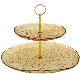 Ορντεβιέρα Διώροφη Lovizna 80.490.073 Φ33/22cm Amber Cryspo Trio Γυαλί