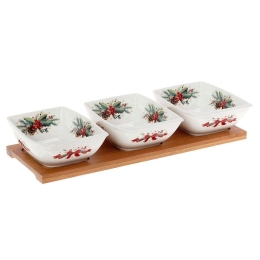 Ορντεβιέρα 3 Θέσεων Με Βάση Bamboo 65.000.134 White-Natural Cryspo Trio Πορσελάνη