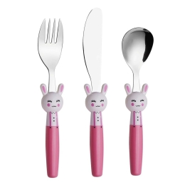 Μαχαιροπίρουνα Παιδικά Bunny (Σετ 3Τμχ) 45.100.156 Pink Cryspo Trio 3 τμχ Ανοξείδωτο Ατσάλι