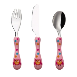 Μαχαιροπίρουνα Παιδικά Owl (Σετ 3Τμχ) 45.100.086 Multi-Pink Cryspo Trio 3 τμχ Ανοξείδωτο Ατσάλι