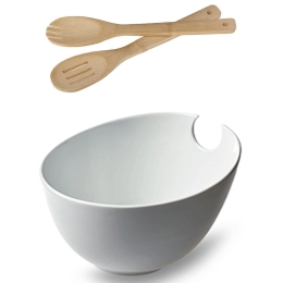 Σαλατιέρα Με Κουτάλες (Σετ 3Τμχ) 26.000.91 24x20cm White Cryspo Trio Medium Πορσελάνη