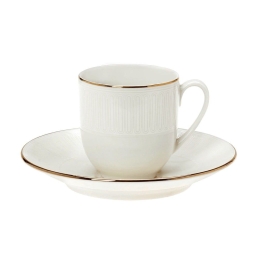Φλυτζάνι Καφέ Με Πιατάκι 03.100.17 120ml Ivory-Gold Cryspo Trio Πορσελάνη