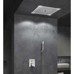 Κεφαλή Ντους Εντοιχισμού T806 Με Φωτισμό Led 50x50cm Chrome Karag Ανοξείδωτο Ατσάλι