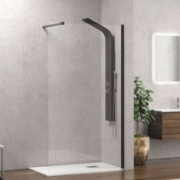 Πάνελ Ντουζιέρας Σταθερό Walkin 1 WAL1N80 Clear-Black Karag 80X200 Αλουμίνιο