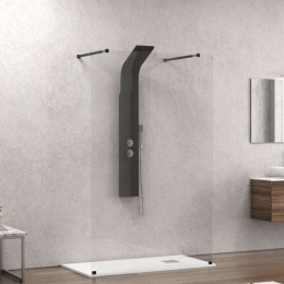 Πάνελ Ντουζιέρας Σταθερό Walkin 3 WAL3N108 Clear-Black Karag 108X200 Αλουμίνιο